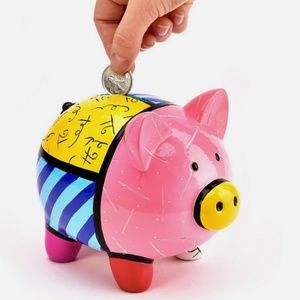 ROMERO BRITTO PIGGY PIG MONEY BANK GIFT BOXED NEW in Box